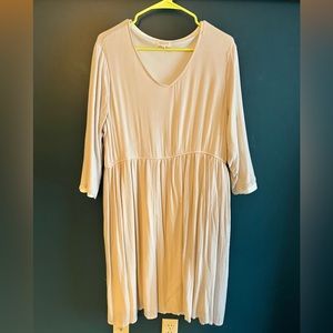 Cream Chiffon Knee Length Dress